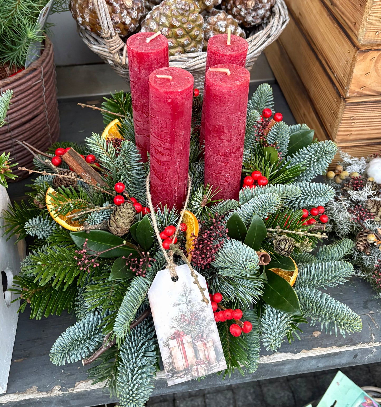 Adventní svícen - červený