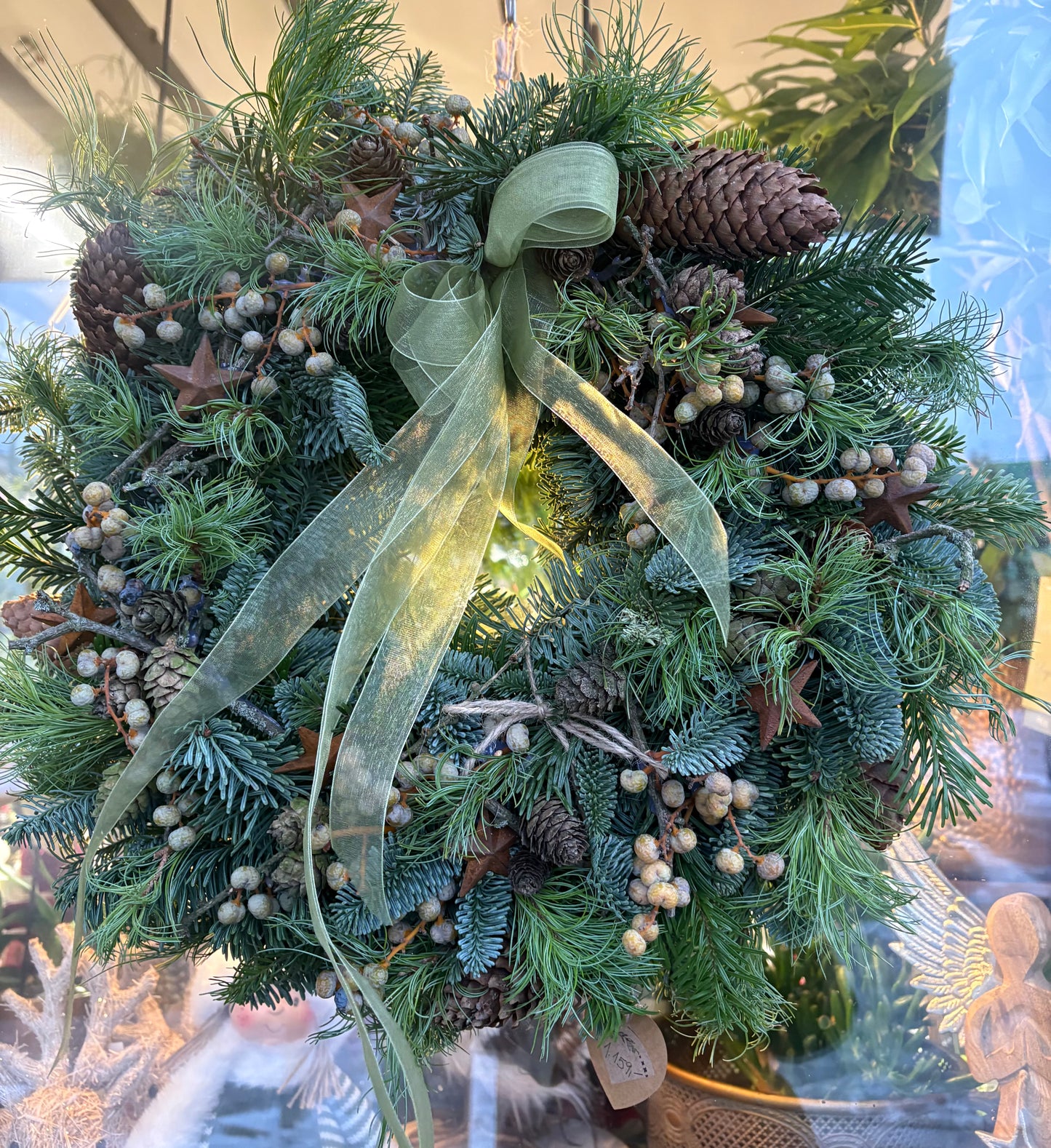 Zimní věnec na dveře - přírodní