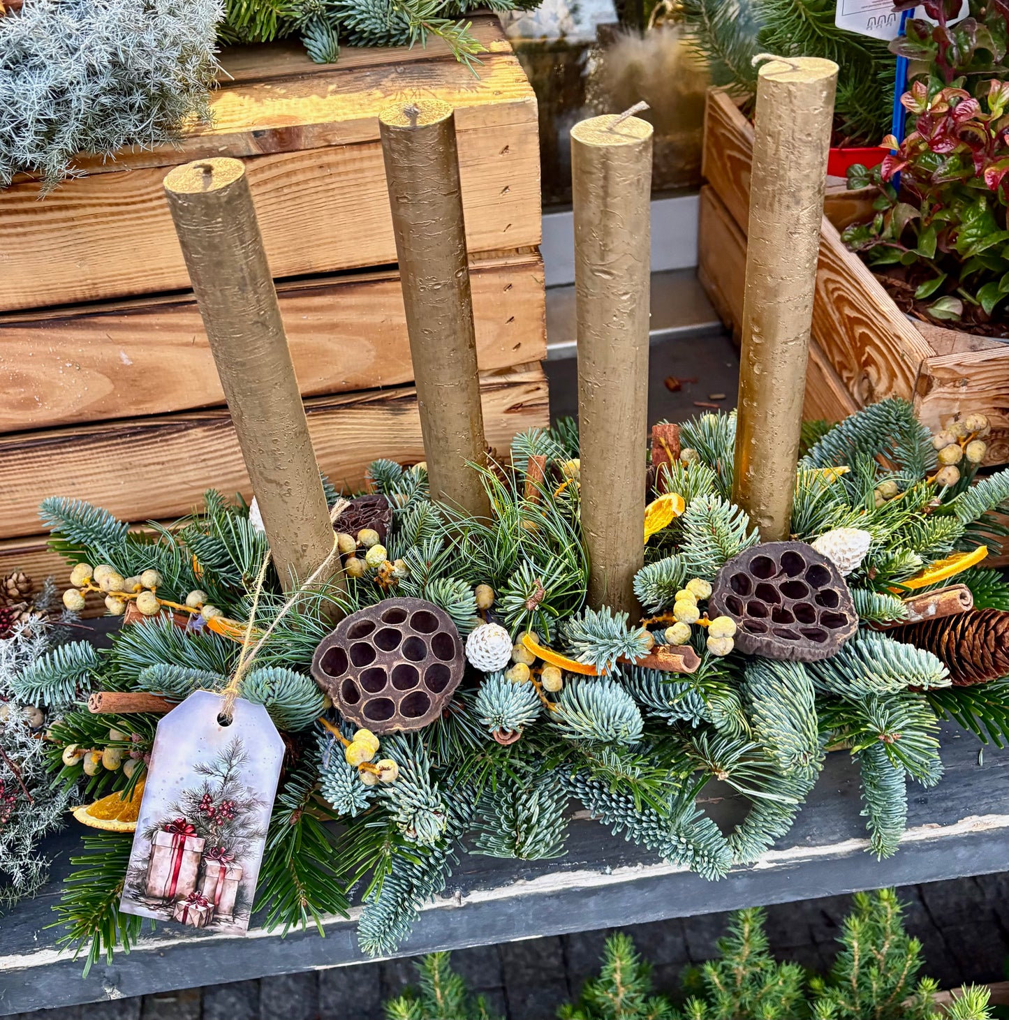 Adventní svícen - zlatá