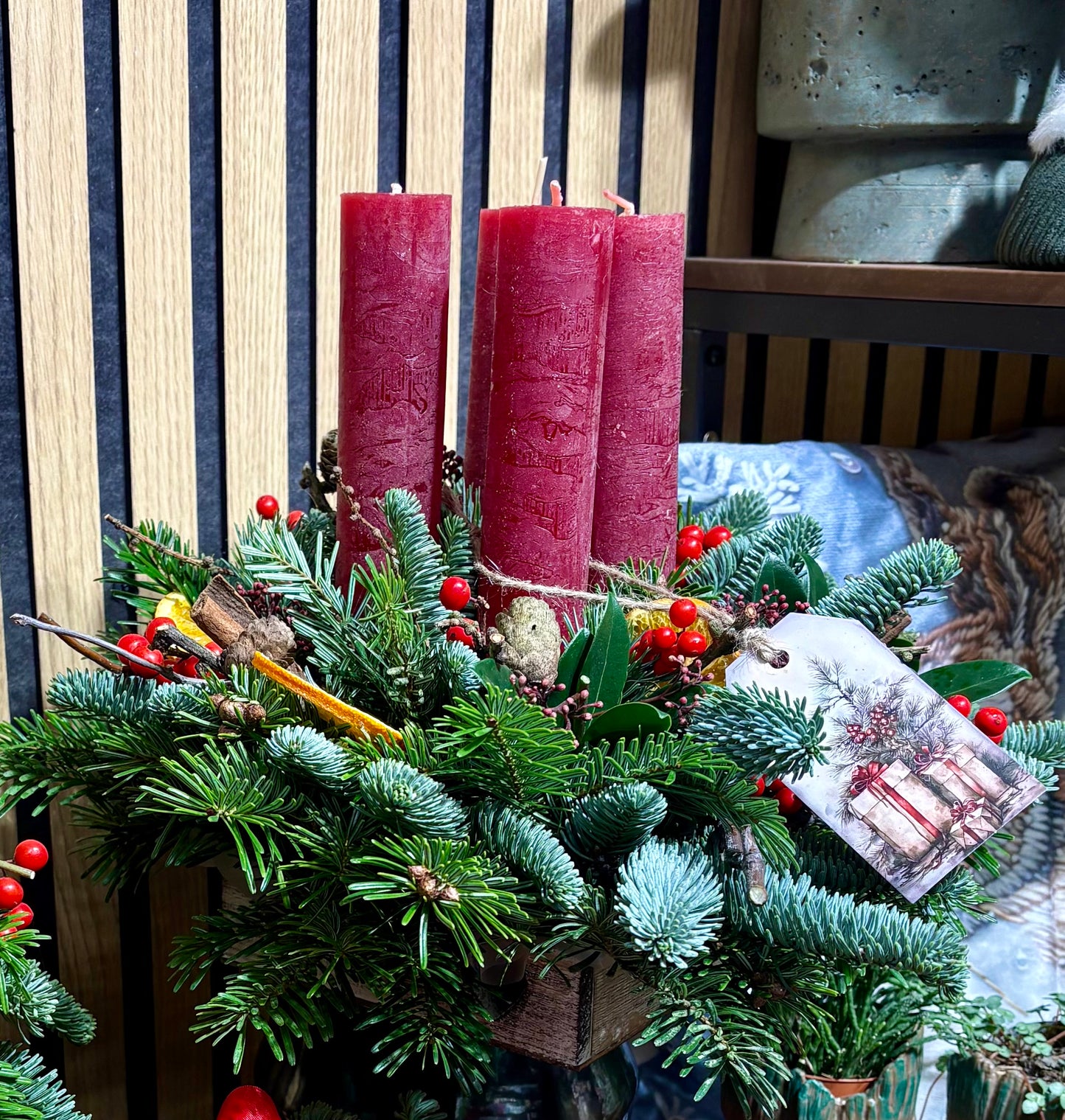 Adventní svícen - červený